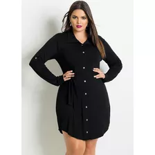 Vestido Chemise Plus Size Feminino Malha Manga Longa Ou 3/4