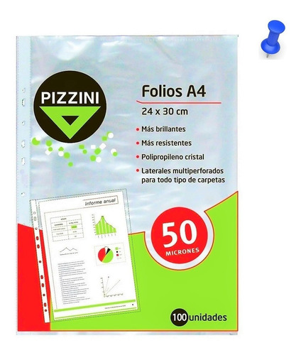 Folios A4 Pizzini Polipropileno 2 Paquetes X 100 Unidades