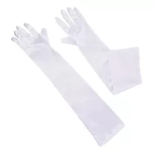 Guantes Elegante Largos De Satén Para Mujer Boda Fiesta Blan