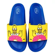 Sandalia Caballero Tipo Slide Homero Simpson Dona Color Azul