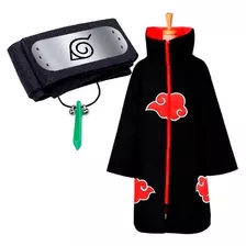 Capa Manto Akatsuki Naruto Fantasia Itachi + Colar Hokage 