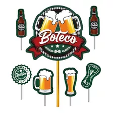 Topo - Topper - Decoração Bolo E V A - Festa Boteco Cor De