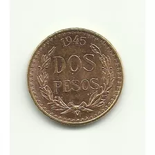 Moeda Ouro 2 Pesos 1945 México Soberba (492)