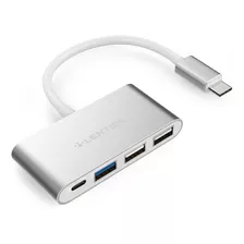 Hub Usb-c Lention 4 En 1 Usb 3.0 Usb 2.0 Usb-c Plata