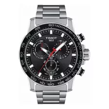 Reloj Pulsera Tissot T-sport Supersport Chrono Supersport Chrono De Cuerpo Color Gris, Analógica, Para Hombre, Fondo Negro, Con Correa De Acero Inoxidable Color Gris, Agujas Color Gris, Blanco Y Rojo,