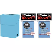 Caja De Ultrapro Azul Claro + 100 Fundas Promatte (se...