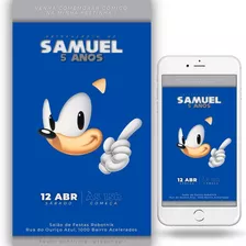 Sonic S2 - Convite Festa Aniversario Digital Whatsapp 