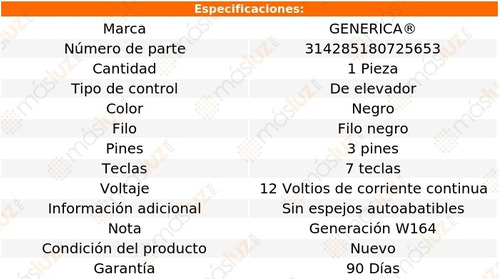 (1) Control Elevador Negro Filo Negro Ml350 06/11 Foto 4