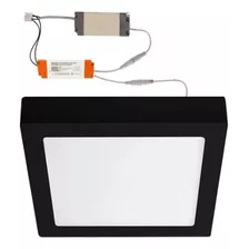 Foco Led 18w Cuadrado Sobrepuesto Negro + Driver Emergencia