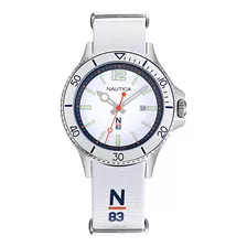 Nautica Reloj Accra Beach 41mm Napabs906 Color De La Correa Blanco Color Del Bisel Plateado Color Del Fondo Blanco