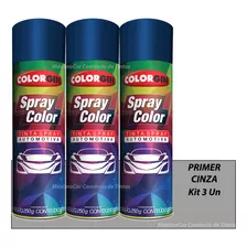 Kit 3 Primer Spray Automotivo Cinza Colorgin