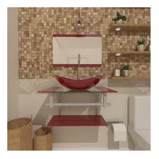 Móveis Para Banheiro Ekasa Sérvia Com Pia E Móveis Colorida Vermelho-cereja