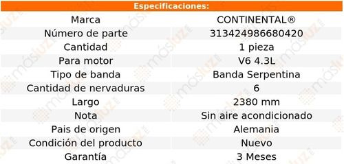 Banda 2380 Mm Acc Typhoon Gmc V6 4.3l 92/93 Continental Foto 8