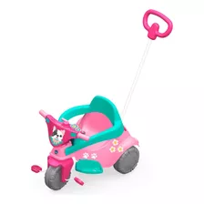 Triciclo Infantil Rosa 3 Em 1 Com Puxador E Proteção Xalingo