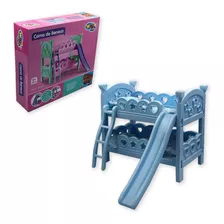  Berço Cama Beliche De Brinquedo Com Escorregador Azul