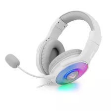 Fone De Ouvido Over-ear Gamer Redragon Pandora 2 H350rgb-1 Lunar White Com Luz Rgb Led