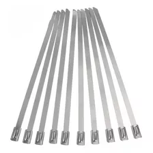 Kit 50 Enforca Gato Aço Inox Abraçadeira Metal Zip Tie 15cm