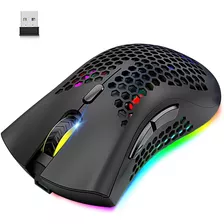 Mouse Gamer Ultraligero 7 Botones Rgb Ergonomico Negro