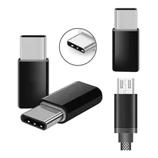 Plug Adaptador Micro Usb V8 Femea Para Usb Tipo C Macho Cor Preto