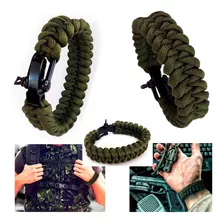 Pulseira Bracelete Paracord 550 Verde Oliva Militar Tático