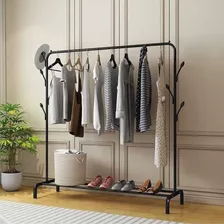 Arara Closet Cabideiro Com 1 Prateleira De Aço 110cm X150cm Expositor De Roupas De Chao Com Ganchos