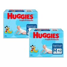 Kit Com 2 Fraldas Huggies Tripla Proteção M De 42 Unidades