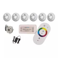 Kit 6 Leds Rgb 9w Piscina Com Controle + Fonte + Nicho Vinil