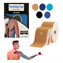 Kit Com 5 Tapes Bandagem Elástica 5mts Fisioterapia Cinesio