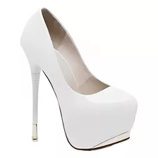 En Stock Abfa Shop Talla 35 Zapatos Borde Taco Aguja Blanco