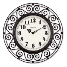 Reloj De Pared Redondo 12'' Westclox En Hierro Forjado Color De La Estructura Negro
