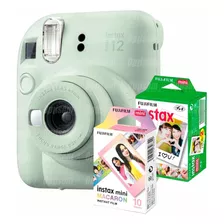 Instax Mini 12 Verde Com Filme 20 Fotos + 10 Fotos Macaron Cor Mini 12 Verde + 10 Fotos Macaron + 20 Fotos