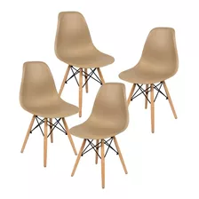 Cadeira De Jantar Decorshop Charles Eames Dkr Eiffel, Estrutura De Cor Nude, 4 Unidades