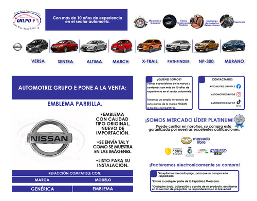 Emblema Parrilla Sentra Sr Modelos 2013 2014 2015 2016 Foto 8