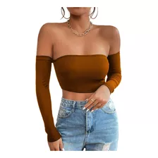 Cropped Top Feminino Faixa Tomara Que Caia Sem Bojo Simples