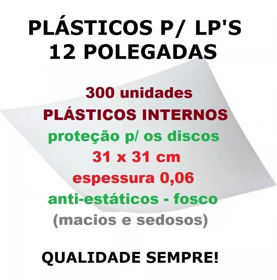 300 Plásticos Internos 0,06 P/ Proteção De Lp Discos Vinil