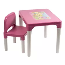 Mesinha Com Cadeira Infantil Rosa Princesas - Styll Baby