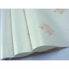Papel Parede Branco C/ Desenhos De Flor - 10m X 53cm - 54001