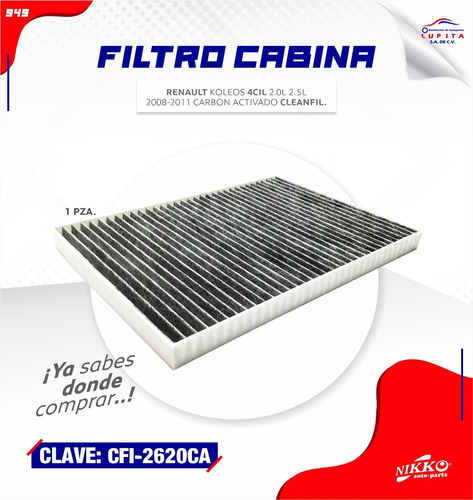 Filtro Cabina Renault Koleos 4 Cil. 2.0l 2.5l 08-2011 Carbon Foto 8