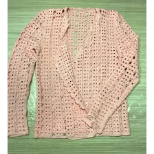 Saco Tejido Crochet Mujer Rosado Talle M - L Nuevo Oferta