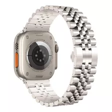 Pulseira Aço Inox Social Para Apple Watch Ultra 49mm Cor Starlight Largura 49 Mm