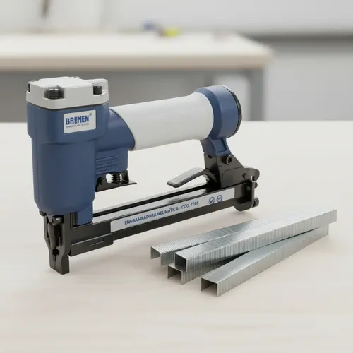 Kit Bremen: Engrampadora Neumática Tapicería 12.7x8-16mm + Grampas Neumáticas 12.7x8mm 10000u