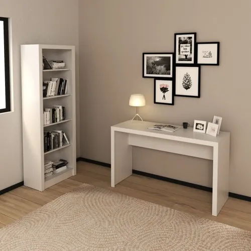 Conjunto 2 Peças Com Escrivaninha Me4135 127cm E Estante Branco