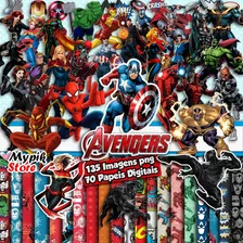Papeles Digitales #02 - Kit Avengers Vengadores - C/clipart