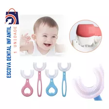 1 Escova De Dentes Forma De U Infantil 360º Silicone Macio