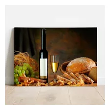 Cuadro Vinos Queso Cava Pan Uvas Bar Canvas 90x60