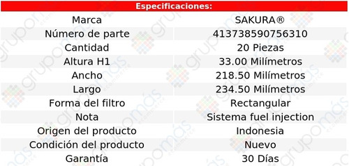 Caja 20 Filtros De Cabina Sakura 6 V6 3.7l Mazda 09/16 Foto 2