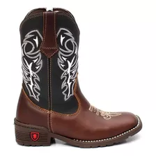 Botas Texana Infantil De Couro Masculina Bordada Excelente