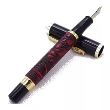 Pluma Fuente Marca Dikawen Modelo Dragón 891 Roja Con Negro