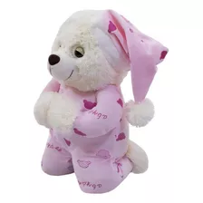 Ursinho De Pelucia Que Reza Oração Do Pai Nosso 30cm Rosa