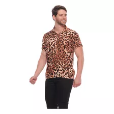 Camisa Animal Print Estampada Masculina Camisa De Linho